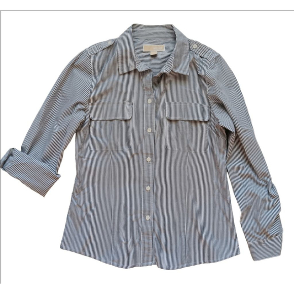 Michael Kors Tops - Women's Michael Kors Striped Button-Up Shirt Size M Blue/White